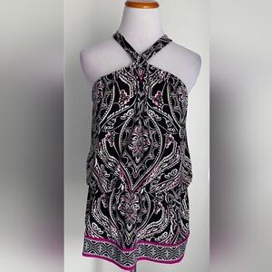 White House Black Market Sleeveless Peplum Halter Top w/ Elastic Waist, Size med